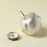Handcrafted Gilded Silver "Side-Handle" Teapot | Copper Handle & Coarse Pottery