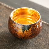 Golden Autumn | Hand-Painted 24K Gold Leaf Lacquerware Master Cup