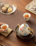 Cloisonné Silver-Inlaid Tea Set | 160ml Enamel Pot & 2 Tasting Cups