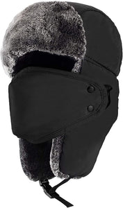 Winter Hats for Women and Men, Winter Hat Trapper Hat Ushanka, Ear Flap Chin Strap and Windproof Mask.